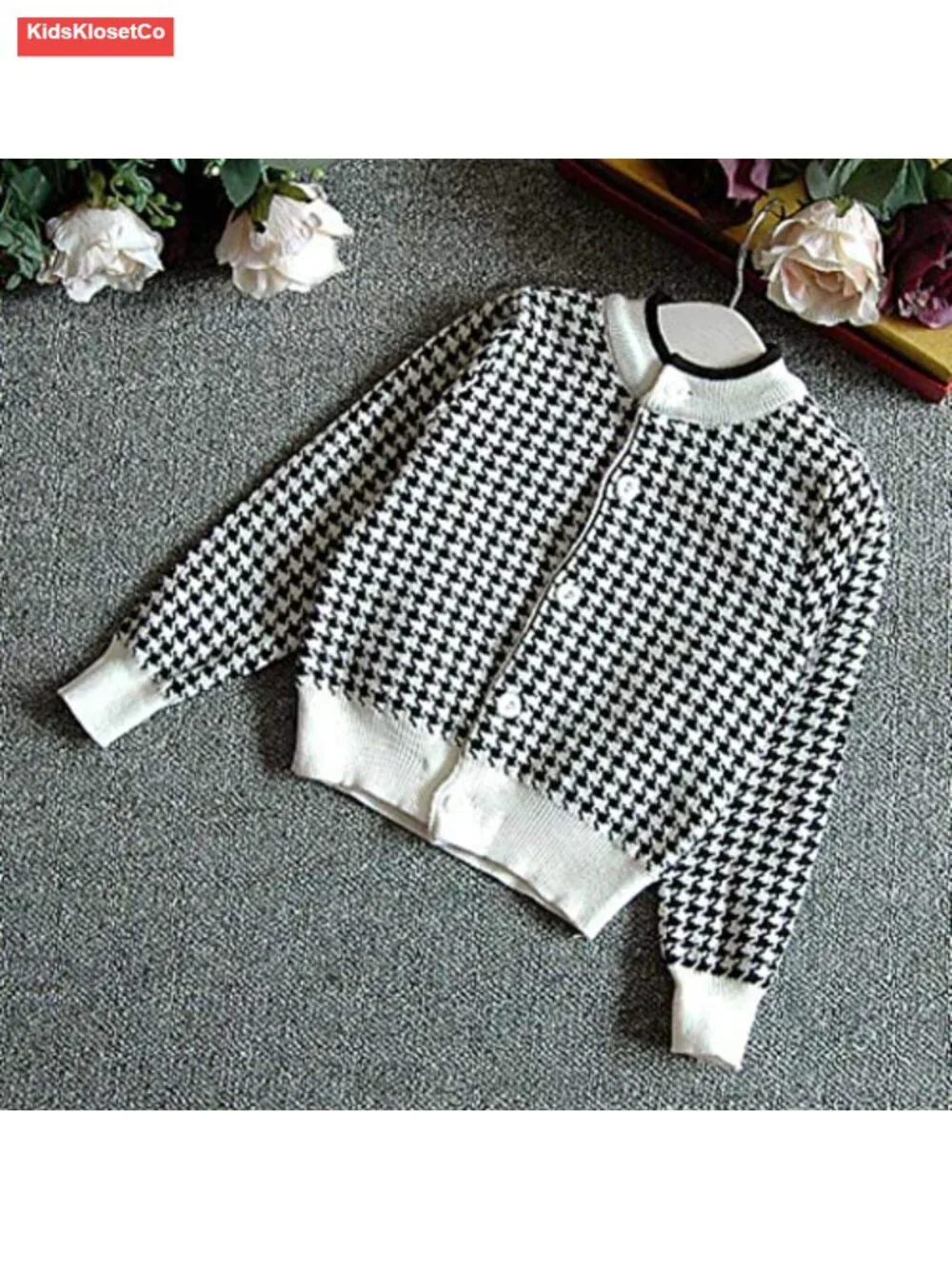 Toddler Girl Plaid Knitted Sweater Dress Set Cardigan + Skirt Autumn Winter